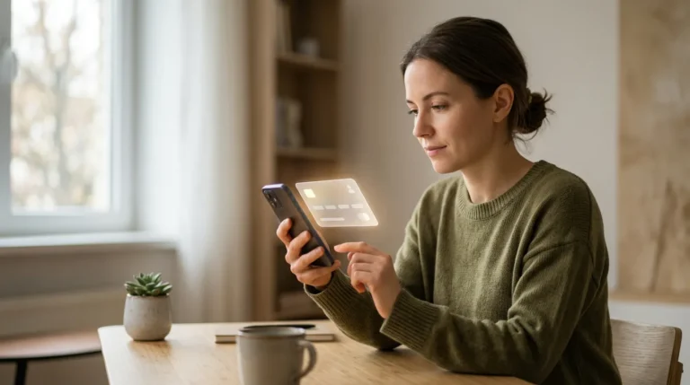 Pessoa analisando uma oferta de cartão de crédito no celular antes de solicitar o produto